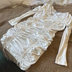 FASHION NOVA- White Ruched Dress